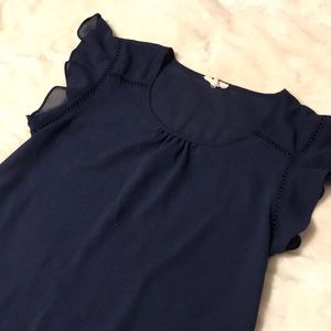 Navy Short Sleeve Blouse sz Large